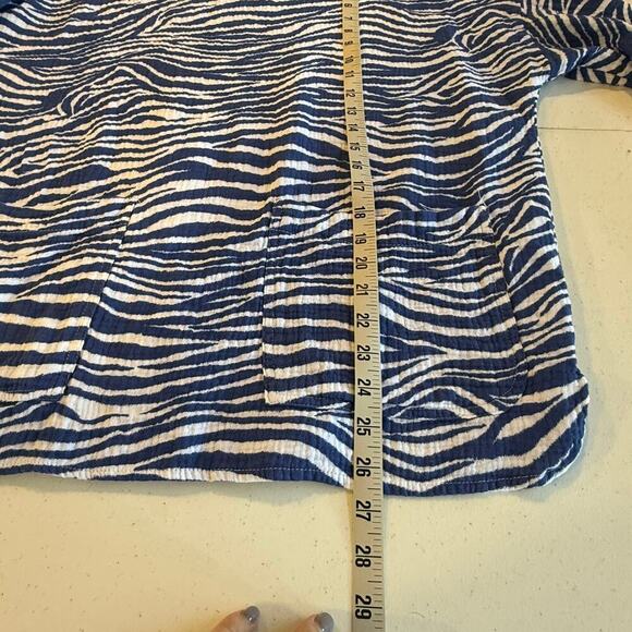 C&C California Cotton 3/4 Sleeve Blue & White Women's Top size Large - Picture 2 of 9